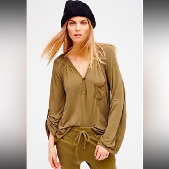 NWOT Free People Bootcamp Henley Top - Picture 16 of 16